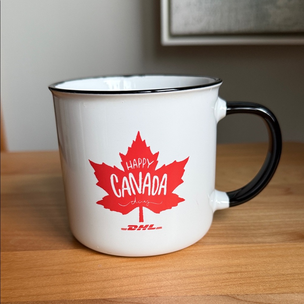 Rare DHL Canada Day Maple Leaf Retro Style Ceramic Camp Mug Porcelain Falsenamel